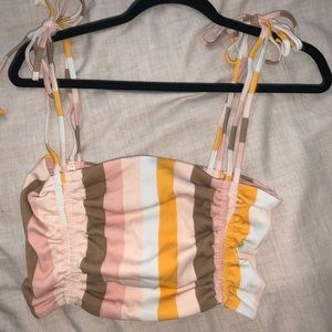 Aerie Ribbed Longline Bandeau Bikini Top